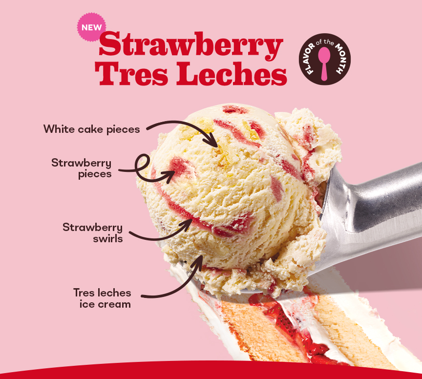 Scoop of Strawberry Tres Leches ice cream