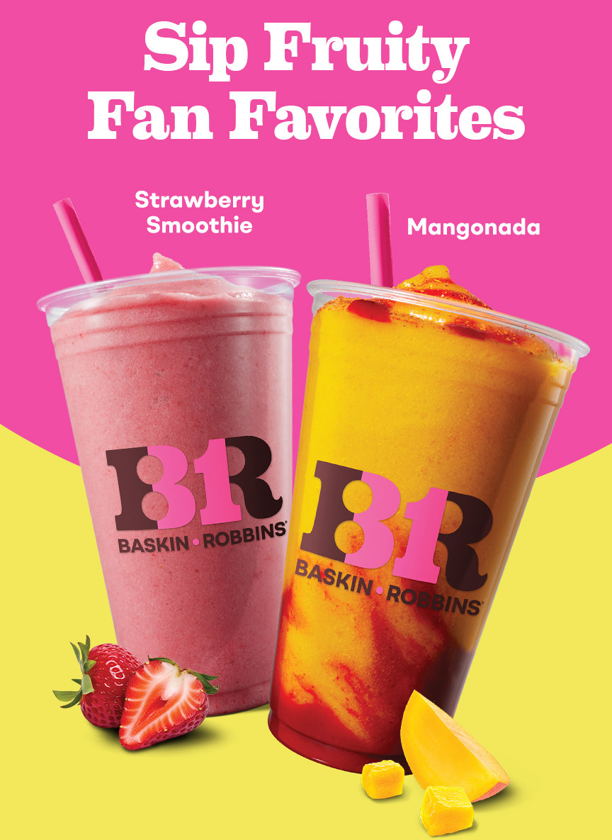 Mangonada and Strawberry Smoothie “Sip Fruity Fan Favorites''