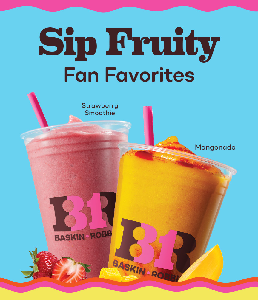 Mangonada and Strawberry Smoothie “Sip Fruity Fan Favorites''