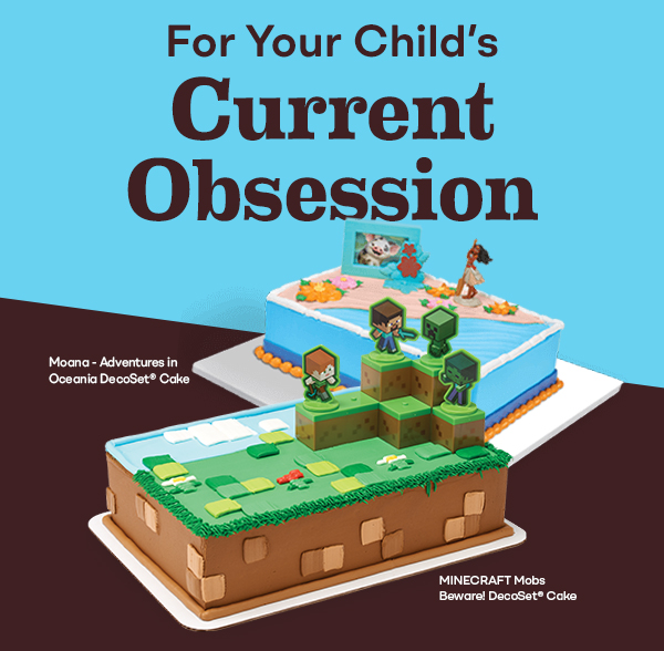 MINECRAFT Mobs Beware! DecoSet® Cake & Moana - Adventures in Oceania DecoSet® Cake “For Your Child’s Current Obsession''
