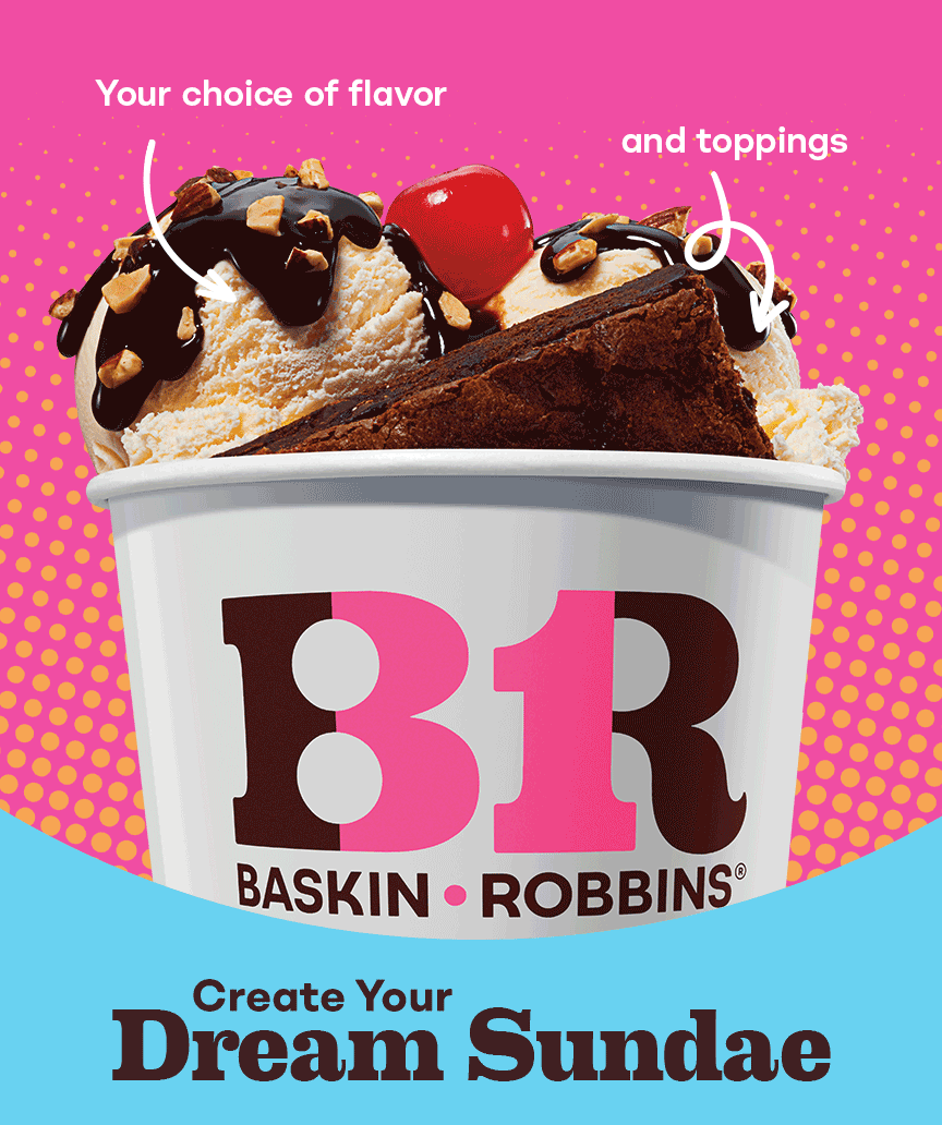 Custom Sundae “Create Your Dream Sundae, your choice of flavor and toppings